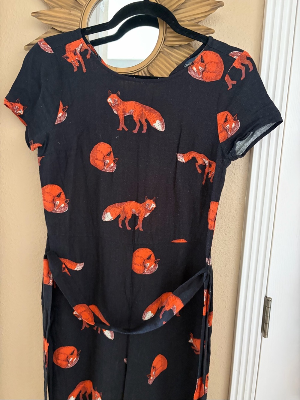 Mod Cloth Fox Print Linen Women’s Pantsuit Tie String Waist S - Picture 4 of 15